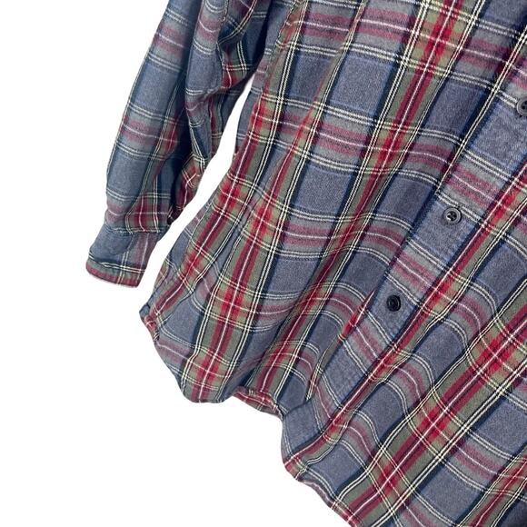 Vintage 1990s L.L. Bean Scotch Plaid Flannel Button Up Long Sleeve Shirt Sz M - Picture 11 of 12